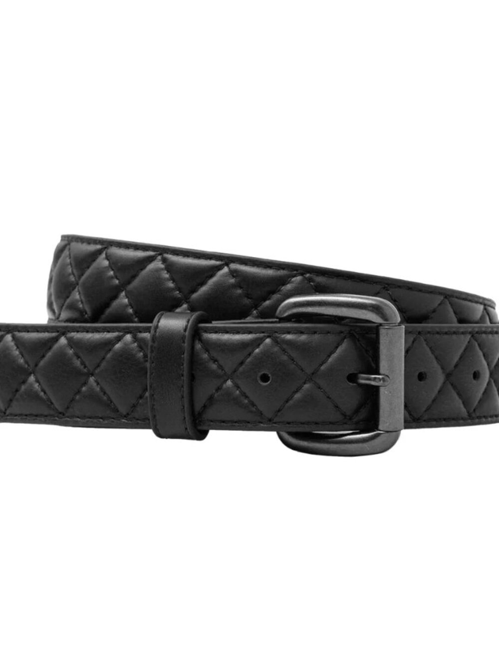 Diamond Quilted Leather Belt